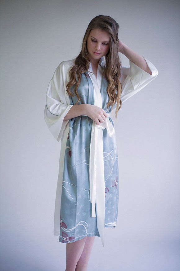 Hand painted silk dressing gown